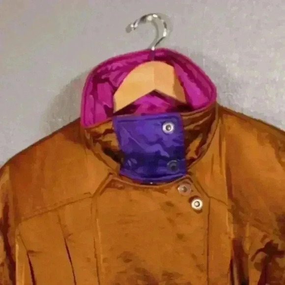VINTAGE 80s Gerry Ski Snow Coat Metallic Copper Purple Space Age Women Large - Picture 3 of 16